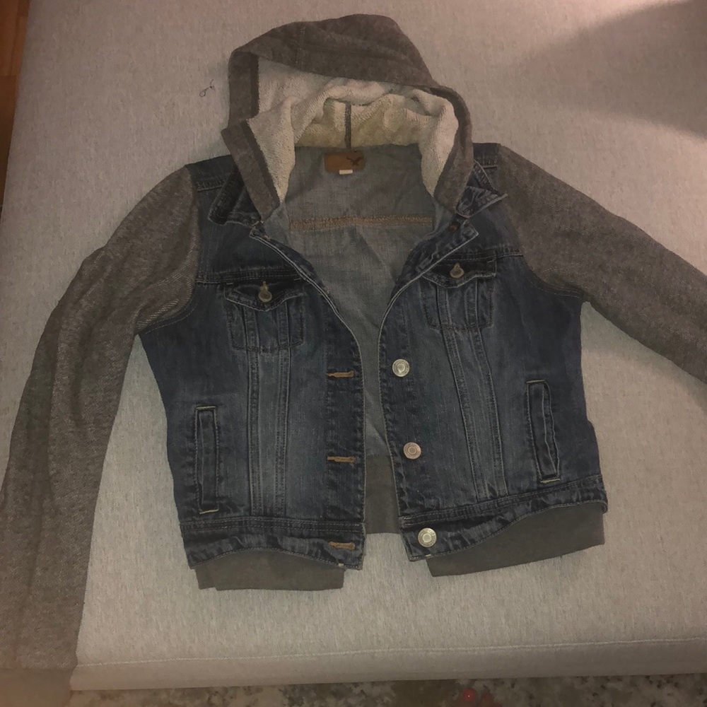 American Eagle hooded jean jacket